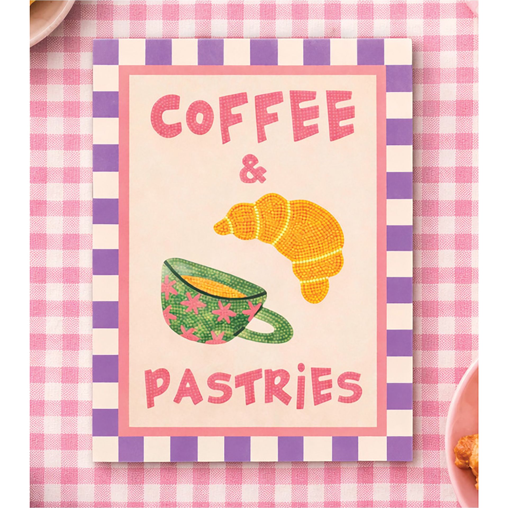 Apples To Pears Diamond Art Canvas Craft Set - Coffee and Pastries