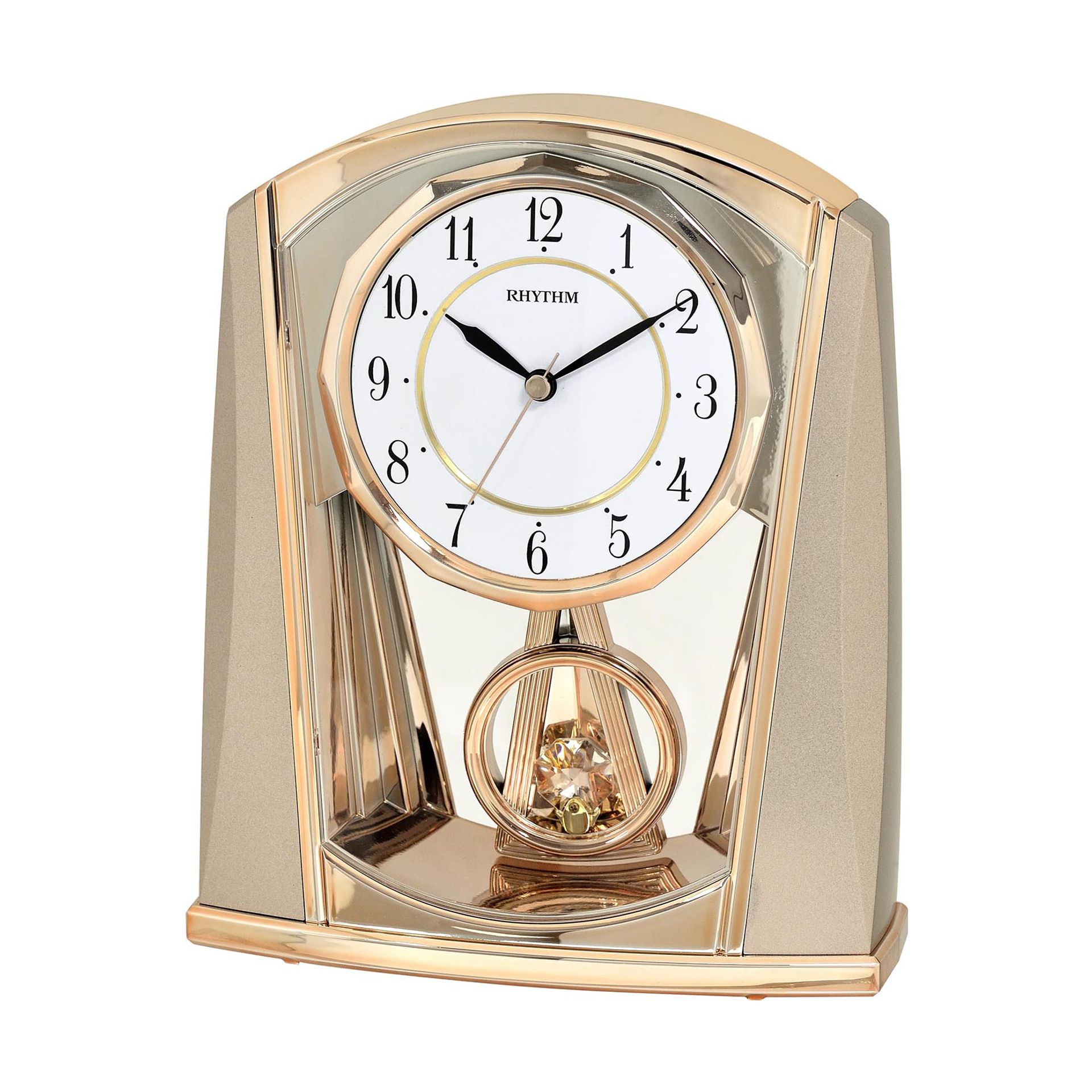 Rhythm Contemporary Mantel Clock with Pendulum 21cm Widdop and Co.