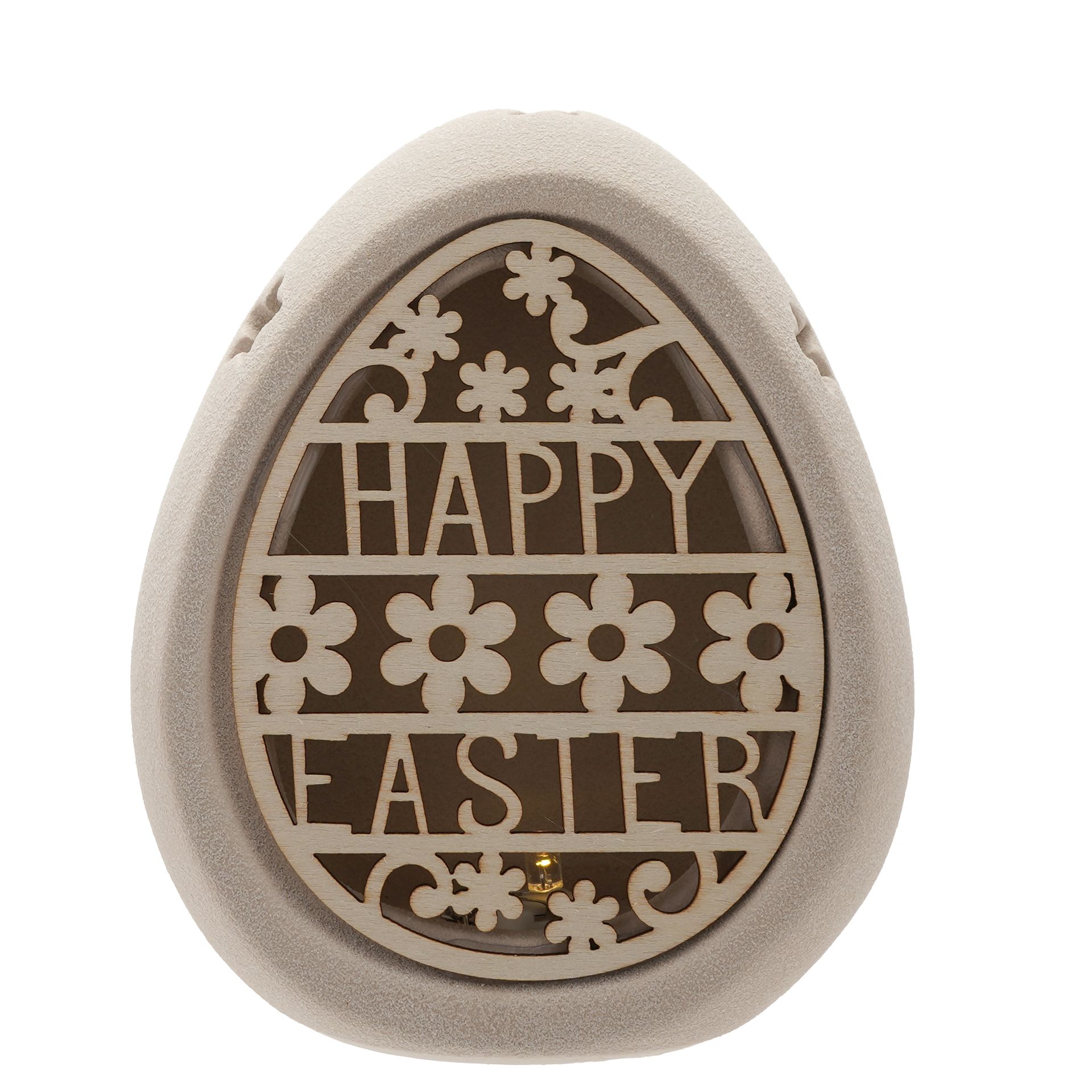 Eggs-traordinary Gifting Company Ceramic "Happy Easter" Cut Out Light Up Egg