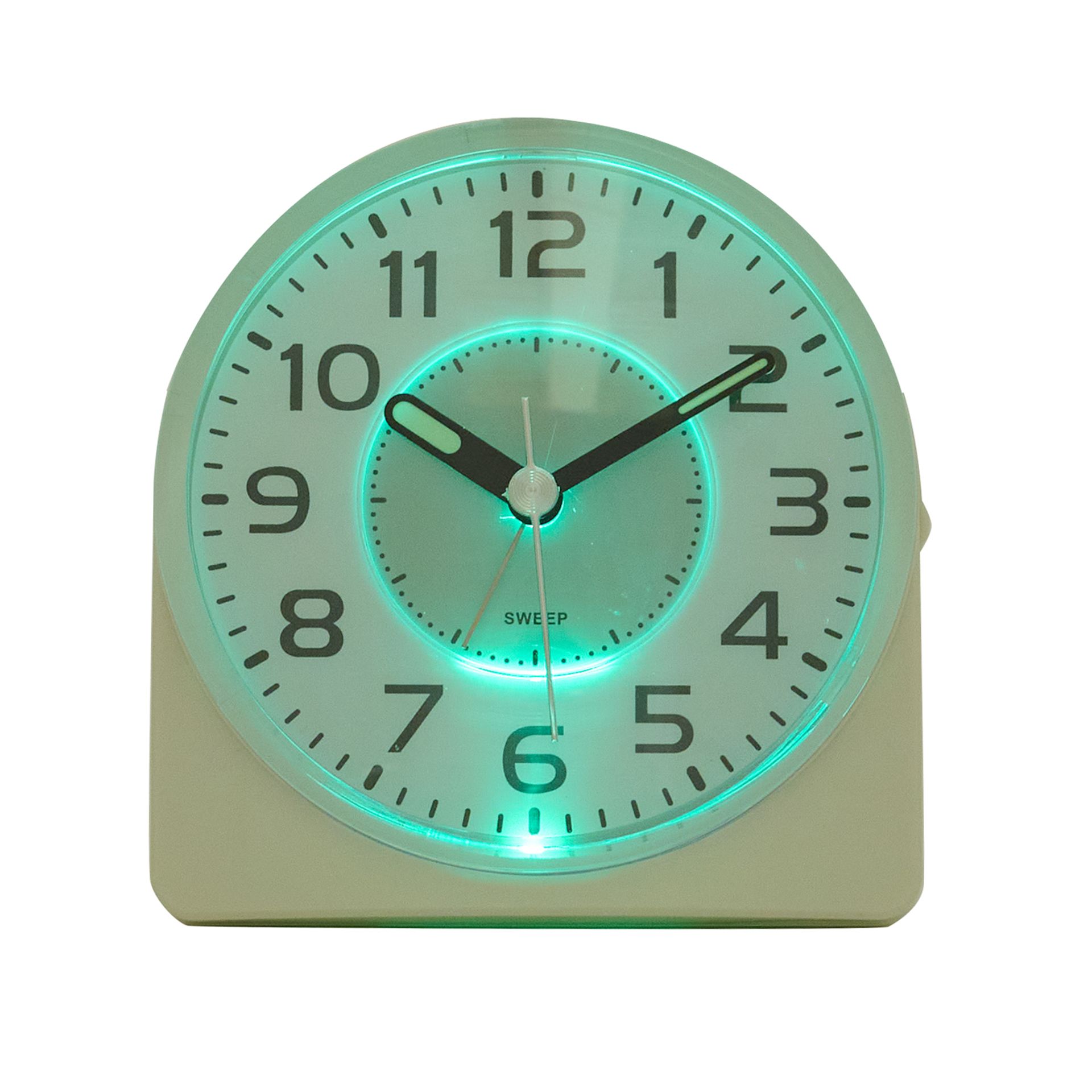 Wm.Widdop Silent Sweep Round Face Blinking Light Alarm Clock White