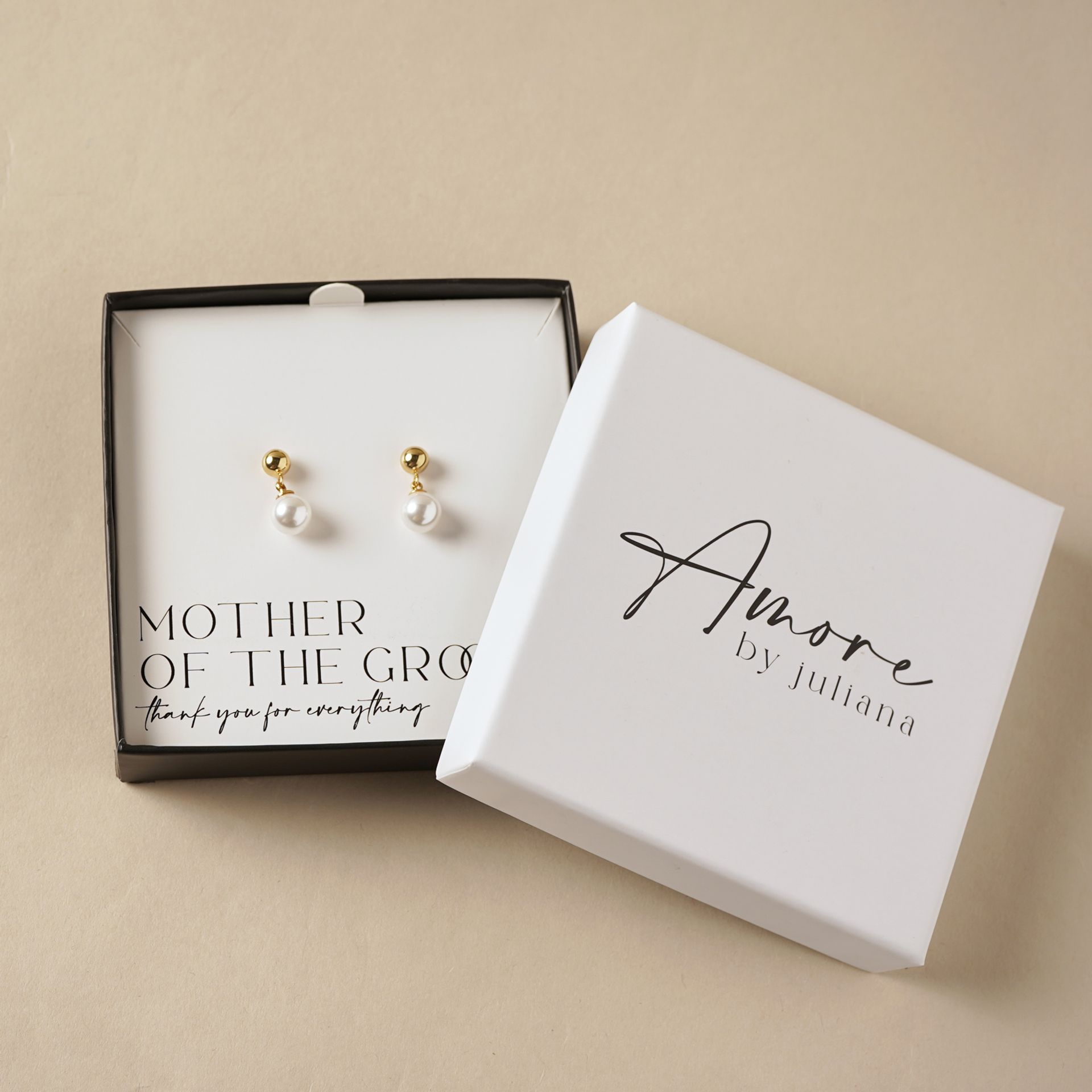 Amore Gold Plated Earrings Faux Pearl - Mother Of The Groom