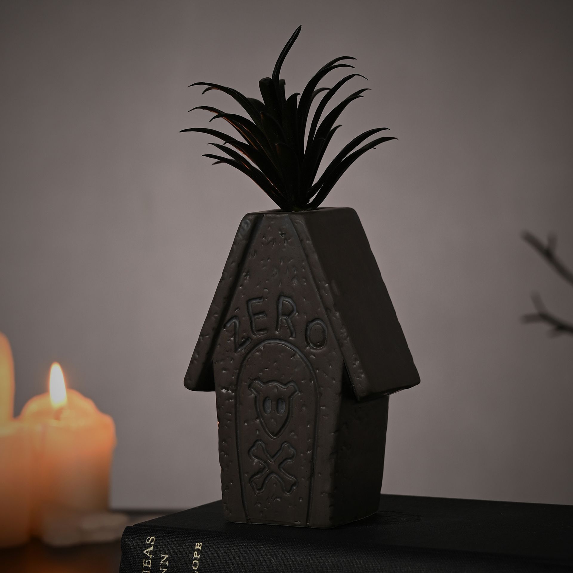 Disney Nightmare Before Christmas Planter with Faux Plant - Zero Coffin