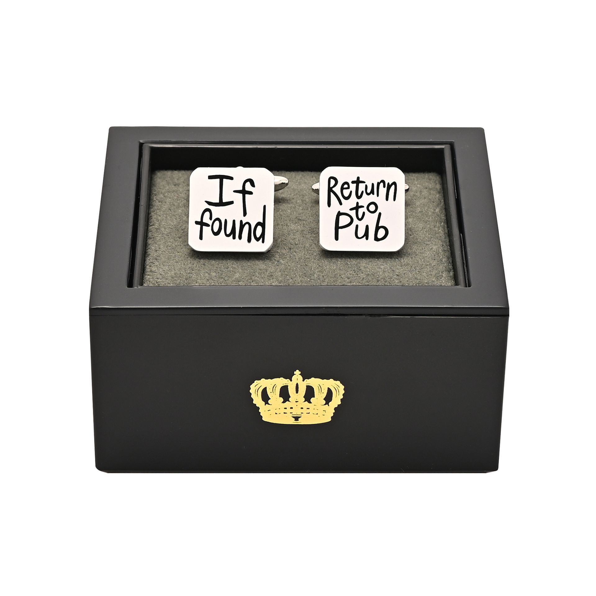 Harvey Makin Brushed 'If Found' 'Return To Pub' Cufflinks