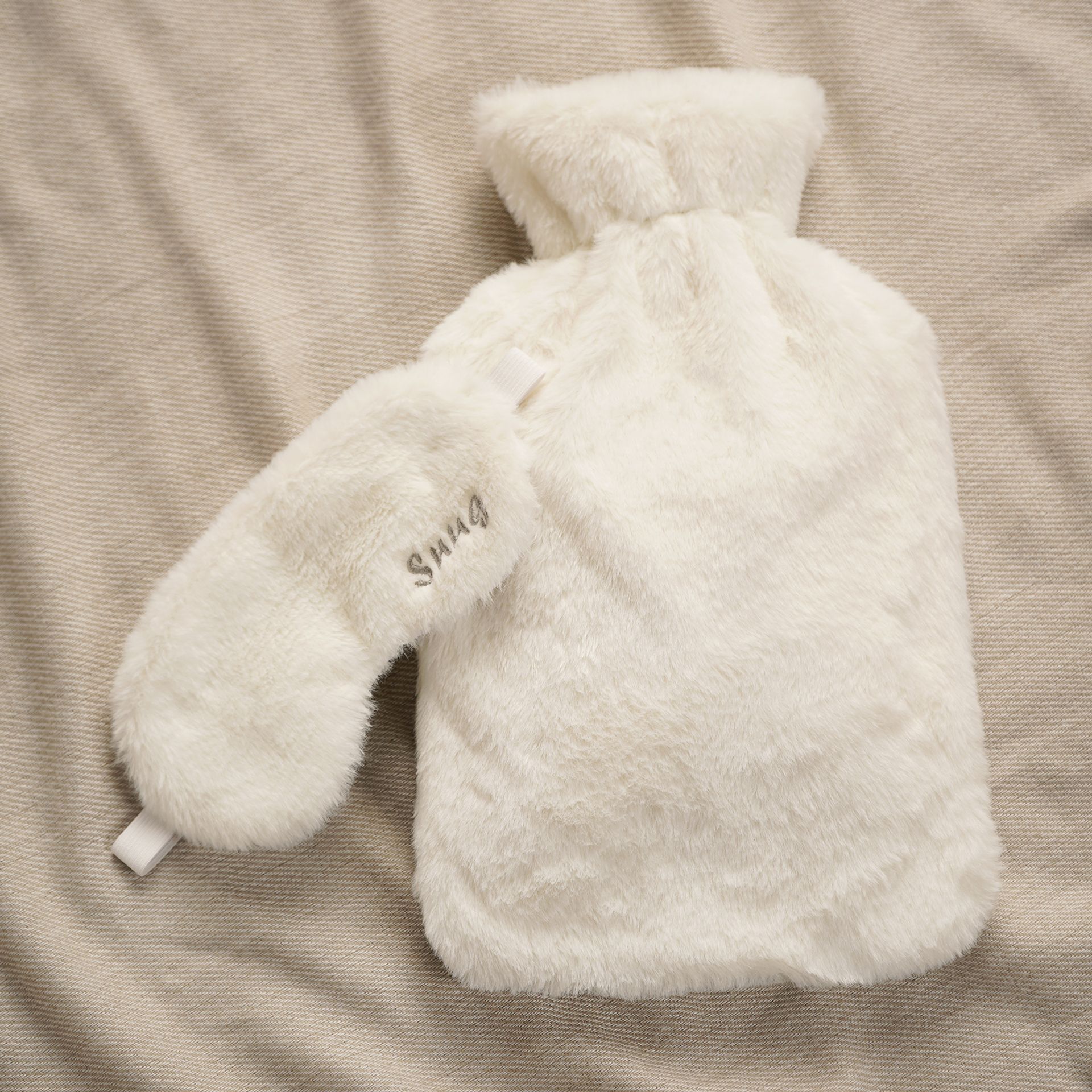 Sophia Layers Snug Hot Water Bottle & Eye Mask Set - White