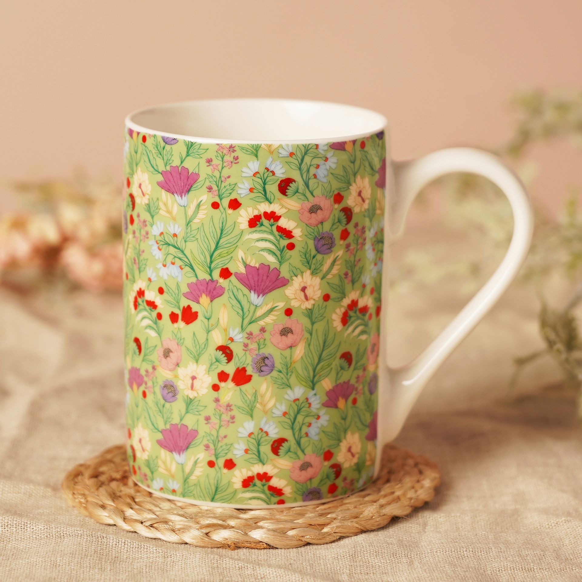 Sophia Lane 10oz Bone China Mug - Green Floral
