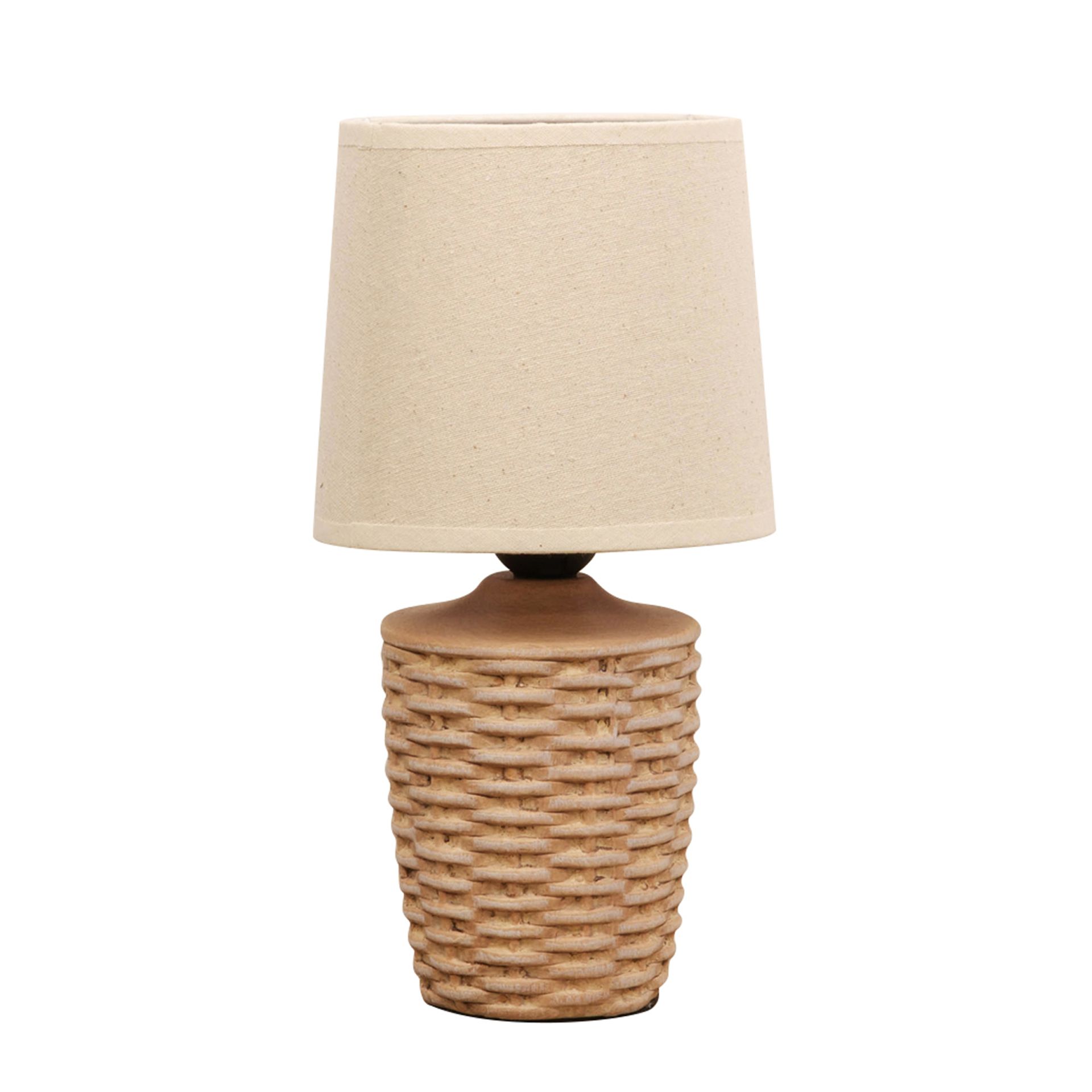 Basket Weave Table Lamp with Beige Linen Shade Widdop and Co.