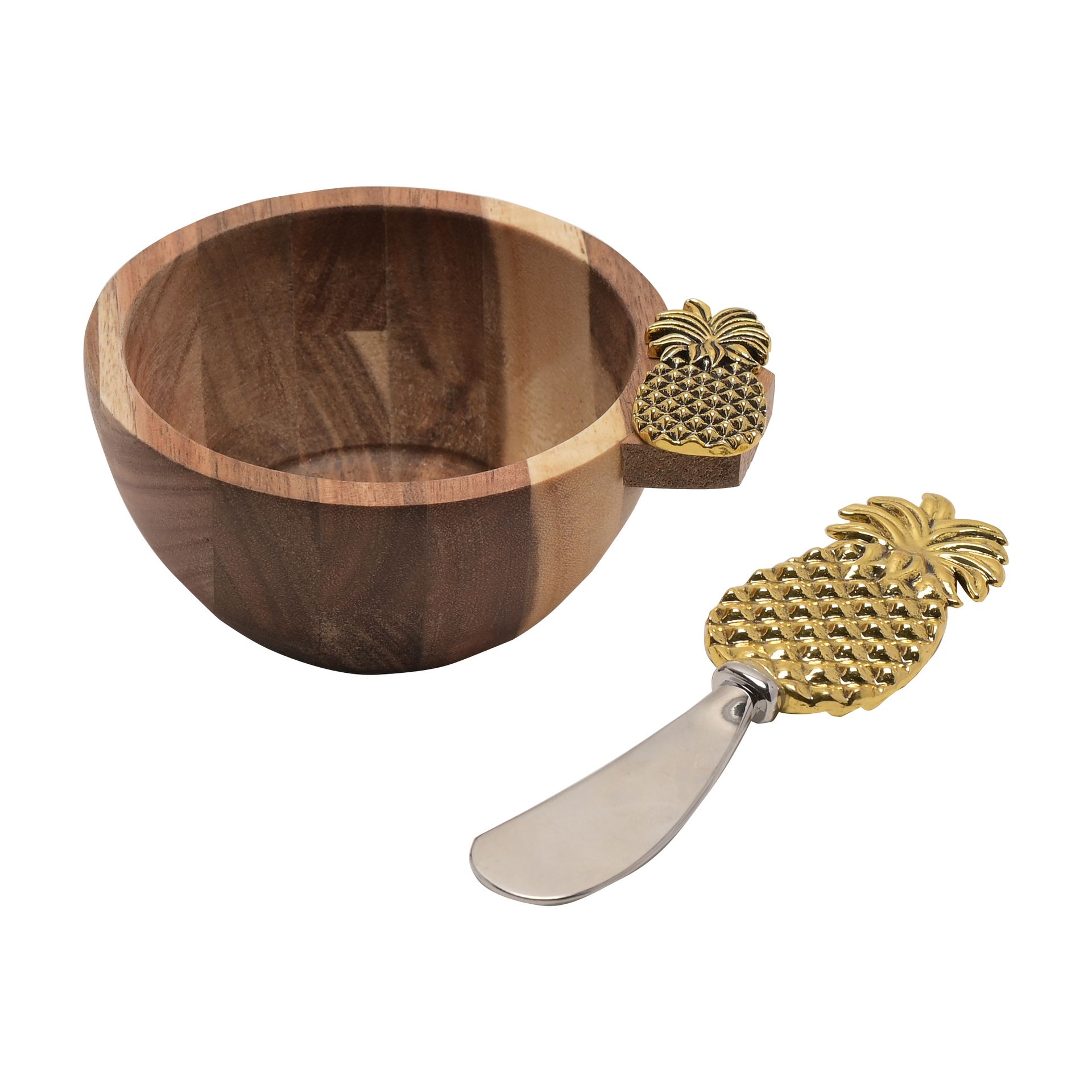 Hestia Acacia Dip Bowl and Spreader Set Pineapple Widdop and Co.