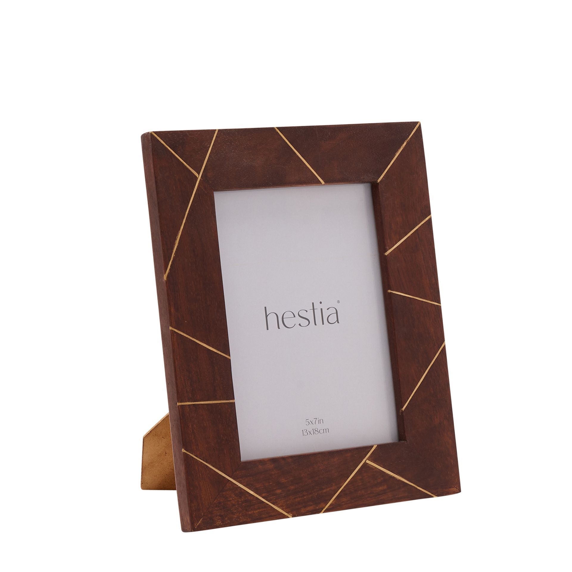 Hestia Dark Stained Wood with Brass Inlay Photo Frame 5" x 7" | Widdop ...