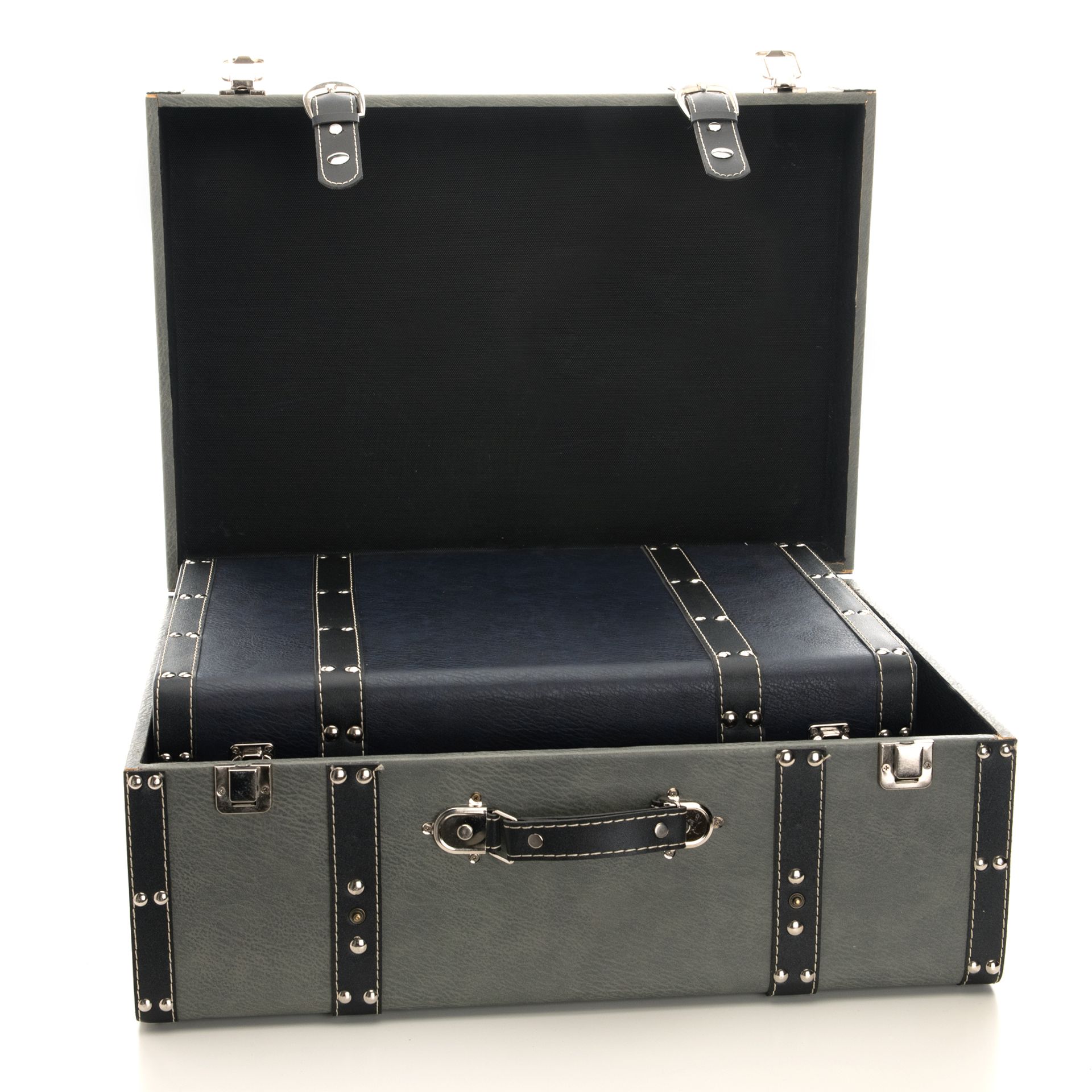 Set of 3 Luggage Boxes Black, Grey & Navy Widdop and Co.