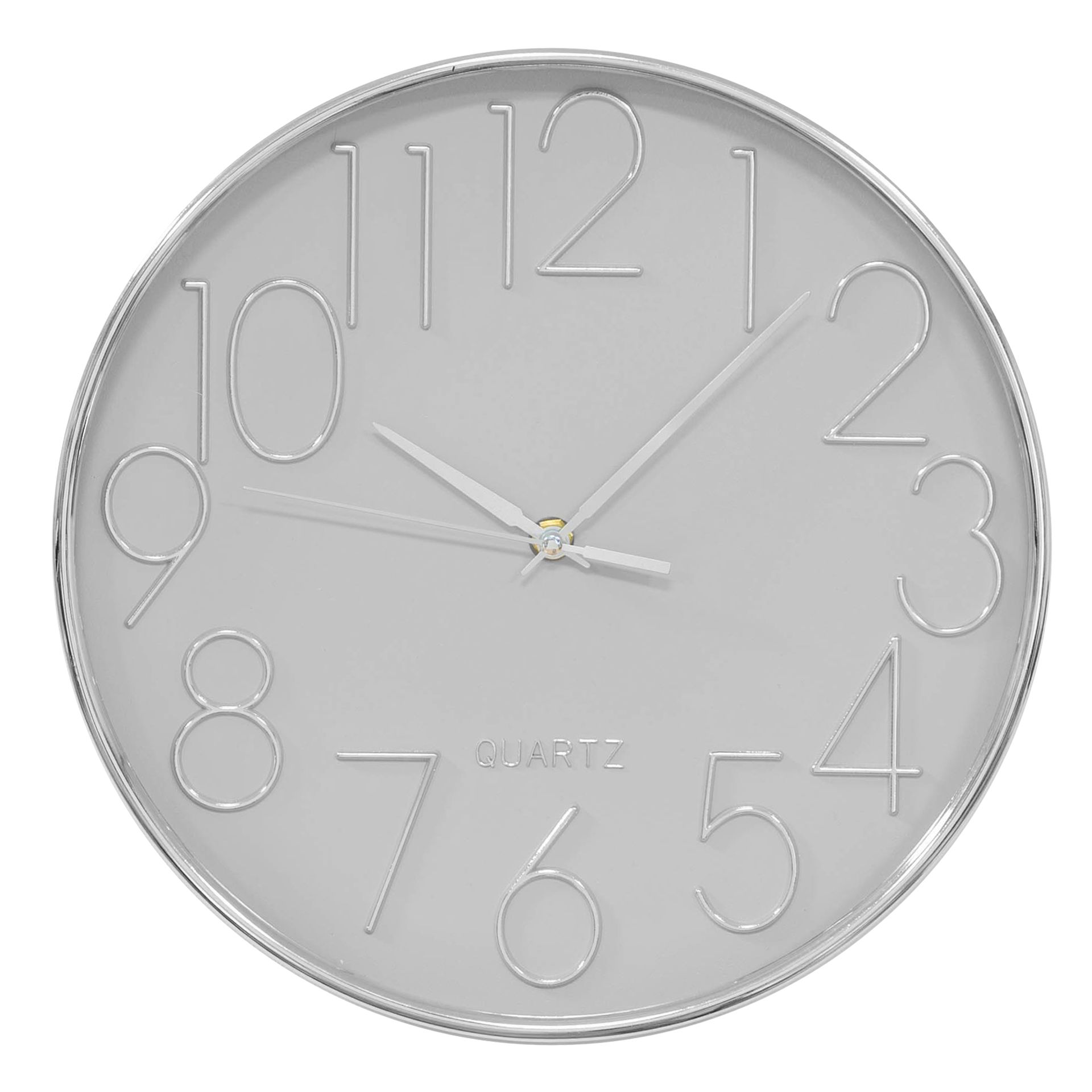 Hometime Wall Clock Raised Numbers Grey & Silver 30cm Widdop and Co.