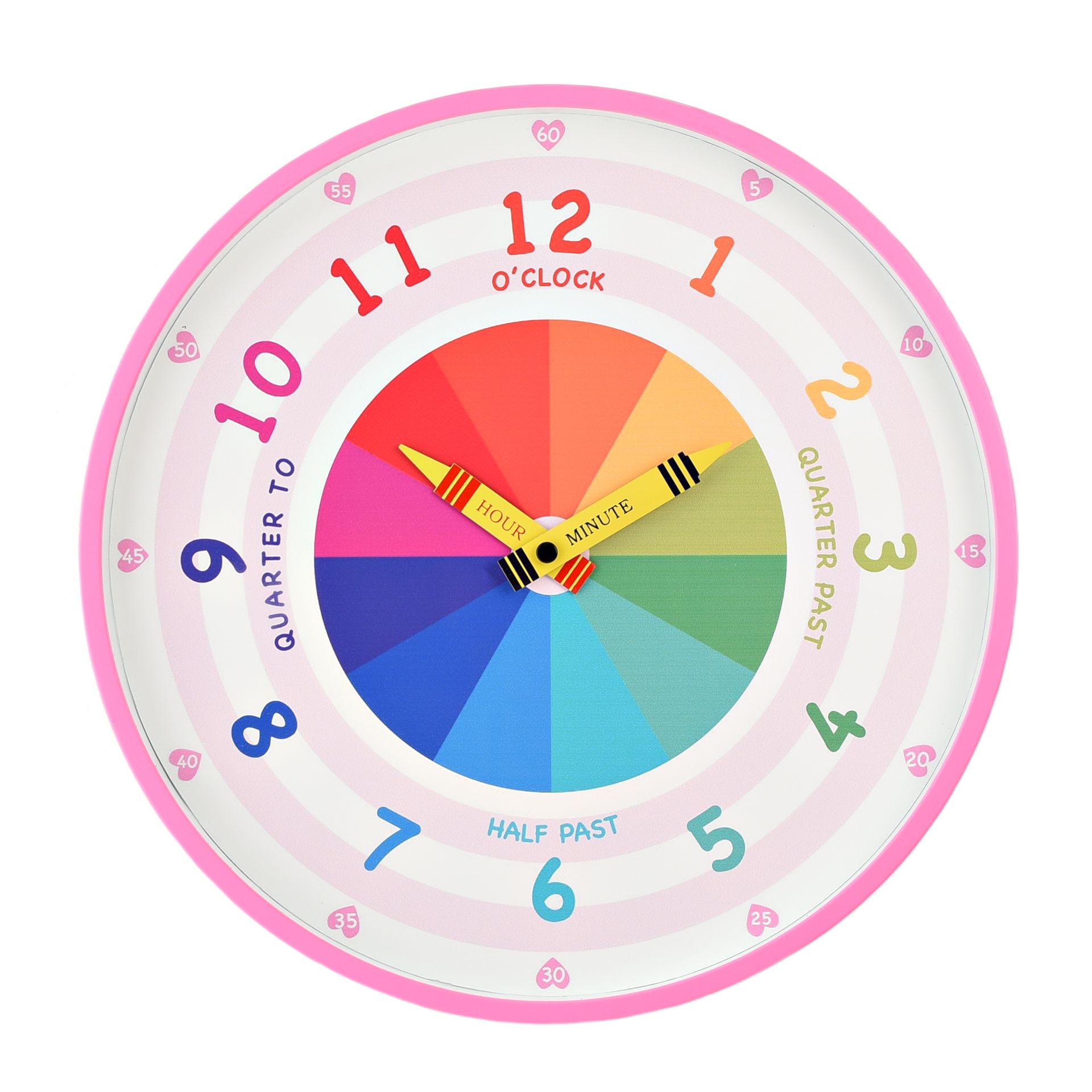 Hometime Kid's Tell the Time Wall Clock Pink 30cm Widdop and Co.