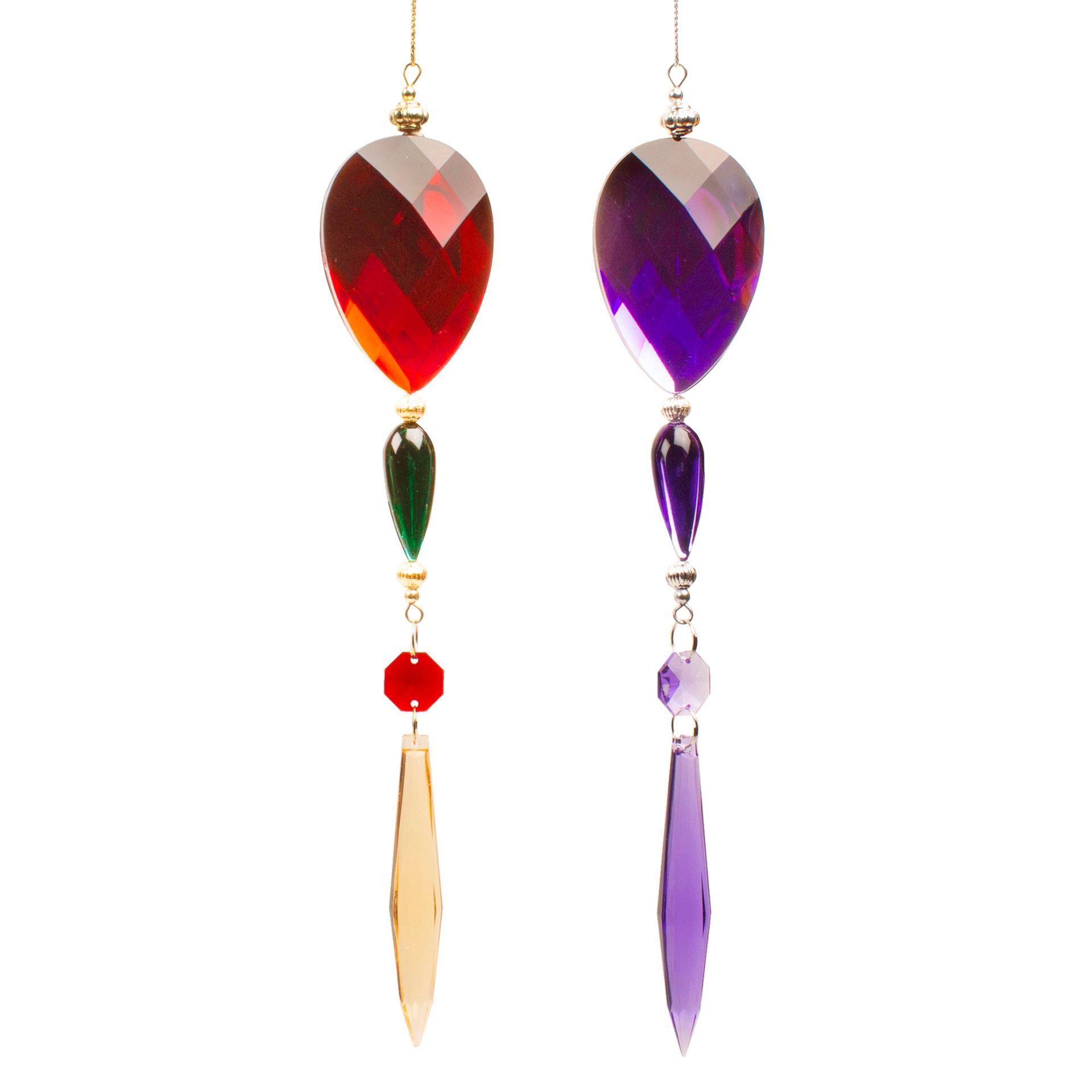 Jewel Tree Decorations - Purple & Red *ASTD MULTI 12*